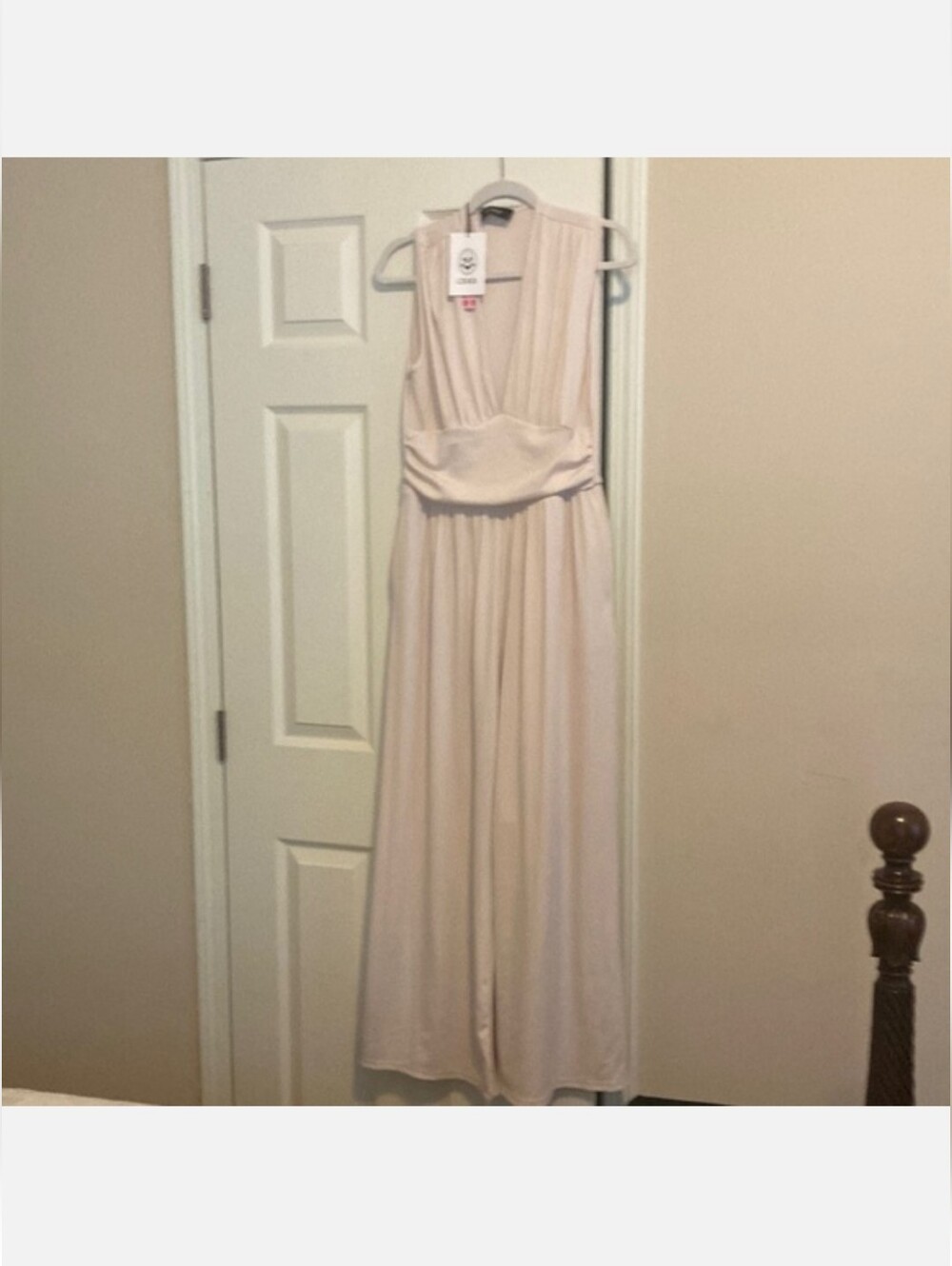 CIDER Cream V-Neck Wide-Leg Jumpsuit - Picture 4 of 9